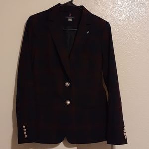Tommy Hilfiger Elbow Patched Plaid Blazer